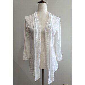 Kim Rogers Cardigan Sweater Womens M White 3/4 Sleeve Lightweight Cottage Core